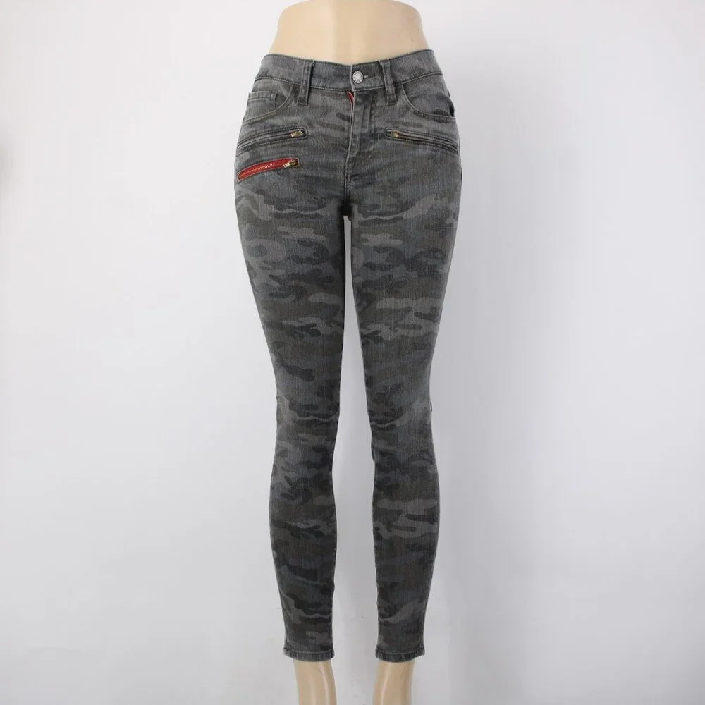Etienne Marcel Jeans Sz 26 x 28 Charcoal MultiColor Camo Skinny Cotton Poly Jean - Picture 3 of 16